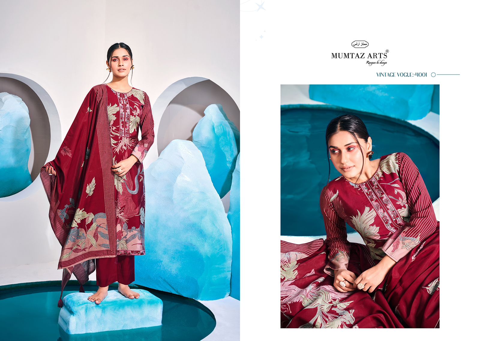 Mumtaz Vintage Vogue Viscose Designer Dress Material Collection